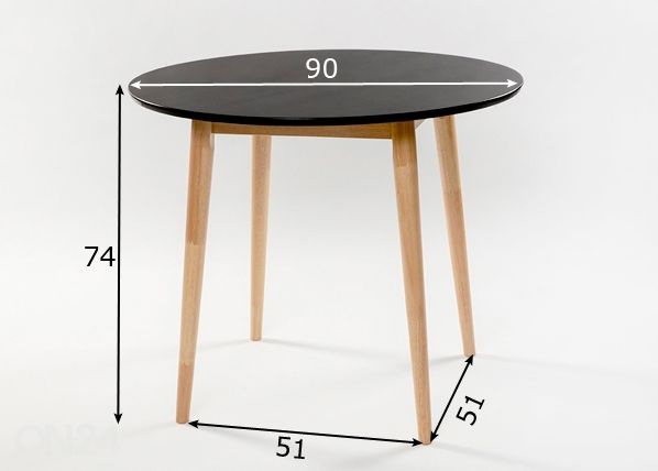 Ruokapöytä Veneto Ø 90 cm mitat