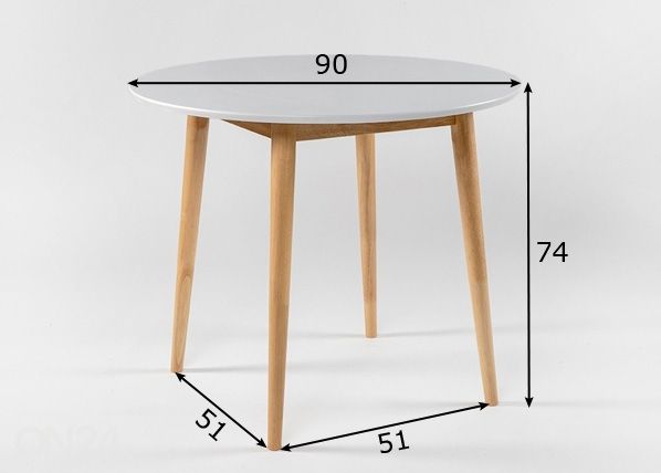 Ruokapöytä Veneto Ø 90 cm mitat