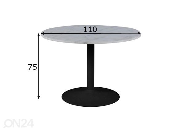Ruokapöytä Vista Ø110 cm mitat