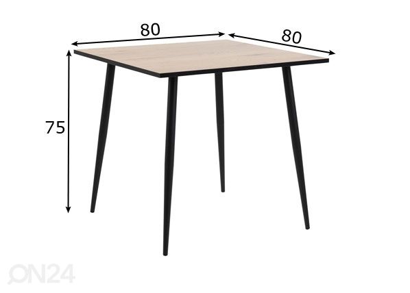 Ruokapöytä Wichita 80x80 cm mitat