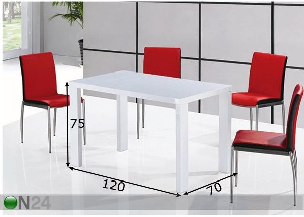 Ruokapöytä ZUME 70x120 cm mitat