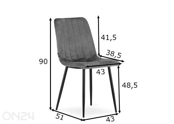Ruokatuolisarja Lava, 4 kpl mitat