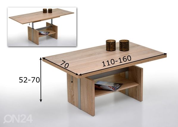 Säädettävä ruokapöytä Alaska mitat