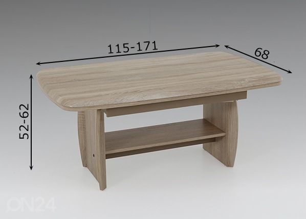 Säädettävä sohvapöytä DIRK III mitat