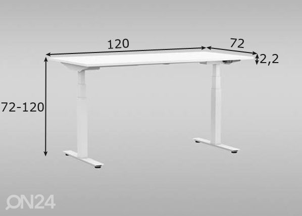 Säädettävä työpöytä 120 cm mitat