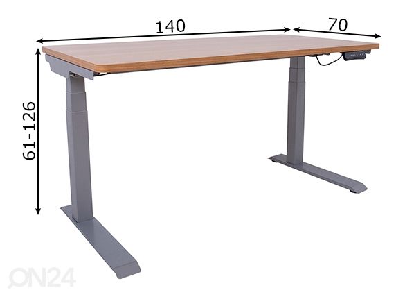 Säädettävä työpöytä Ergo, 2 moottoria mitat