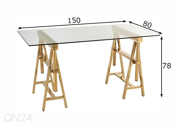 Säädettävä työpöytä Glass mitat