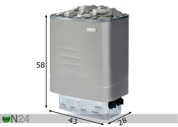 Sähkökiuas NARVI NM600 6 kw mitat
