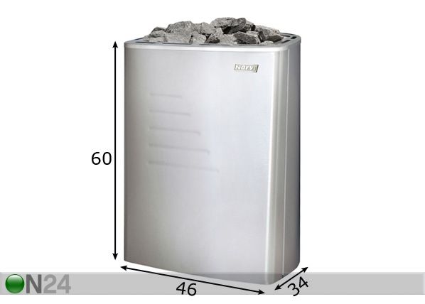 Sähkökiuas NARVI NOVA ELECTRON 600 6 kw mitat