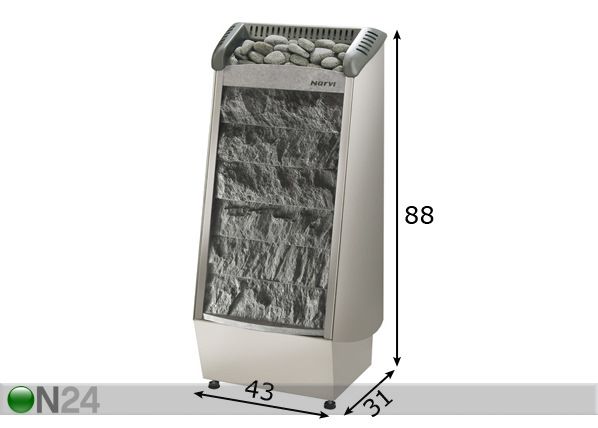 Sähkökiuas NARVI ROCKY ELECTRON 6 kW mitat