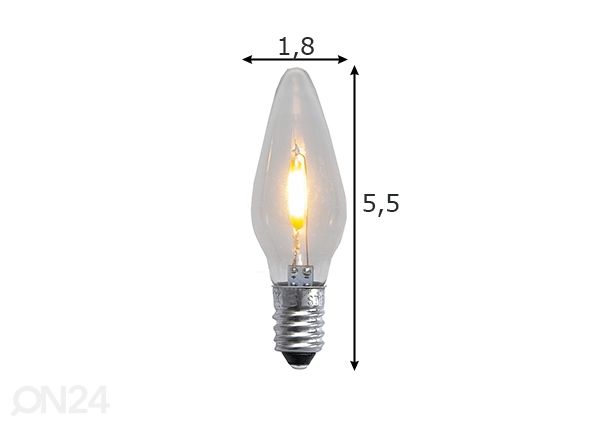 Sähkölamput E10 0,5 W (3 kpl) mitat