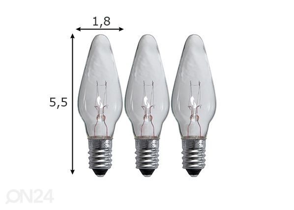 Sähkölamput E10 3 W (3 kpl) mitat