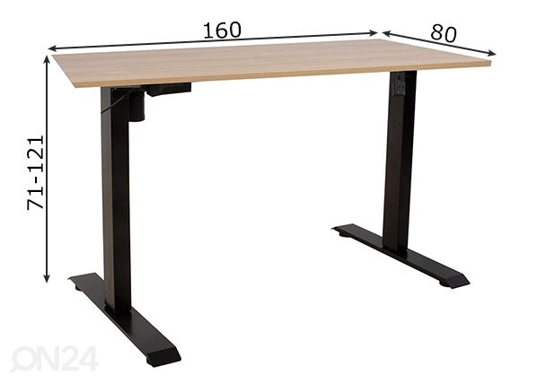 Sähköpöytä Ergo 160x80 cm, 1 moottori mitat
