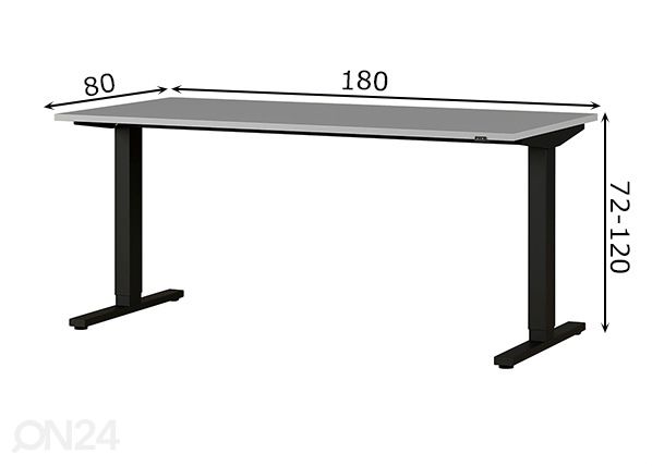 Sähkösäädettävä työpöytä Agenda 80x180 cm mitat