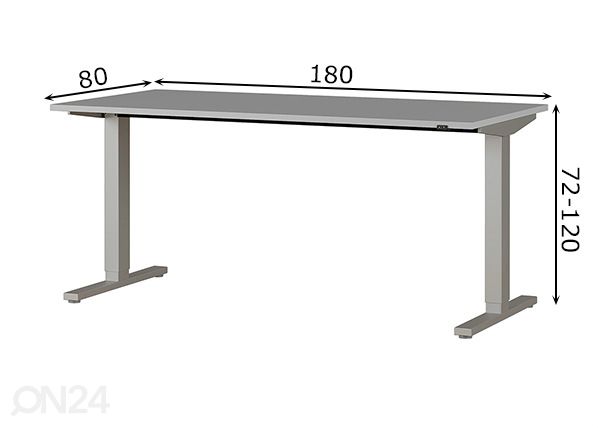 Sähkösäädettävä työpöytä Agenda 80x180 cm mitat