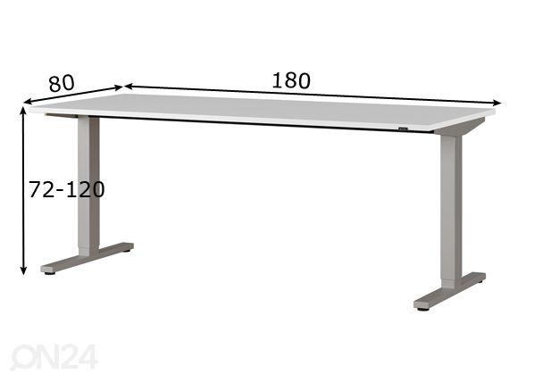 Sähkötyöpöytä Agenda 180 cm mitat
