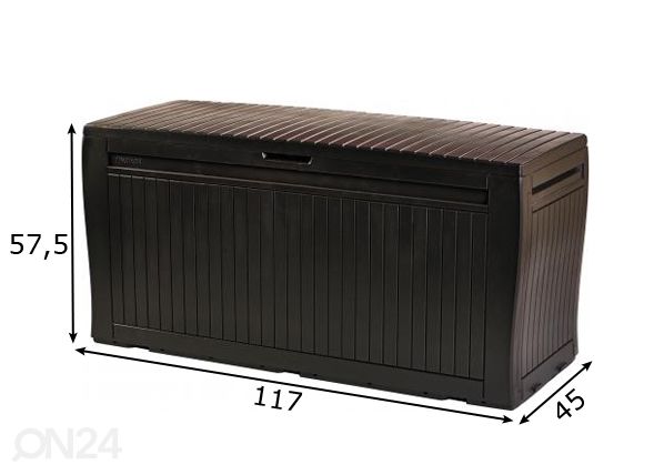 Säilytyslaatikko puutarhaan KETER COMFY 270 L mitat