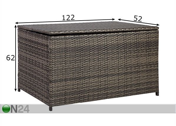 Säilytyslaatikko ulkokäyttöön Wicker mitat