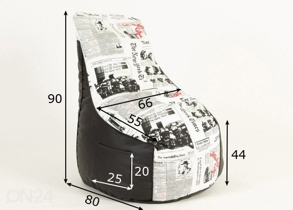 Säkkituoli Pesaro News 300 L mitat
