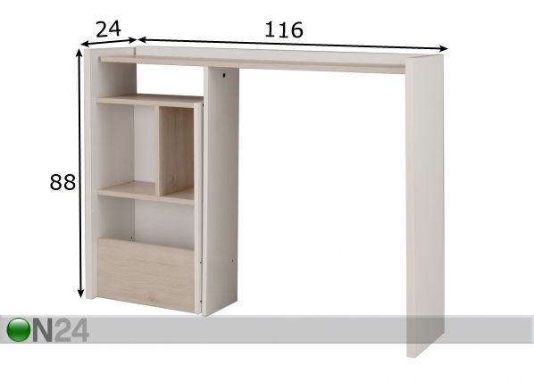 Sängyn päätyhylly Eden Tiago 116 cm mitat