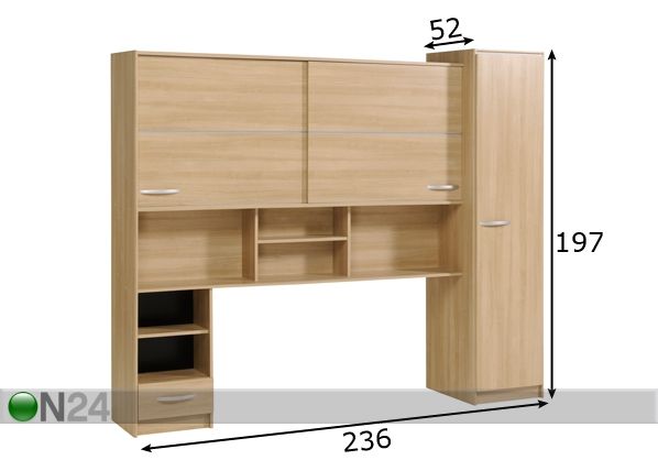 Sängyn päätykaapit EVO mitat