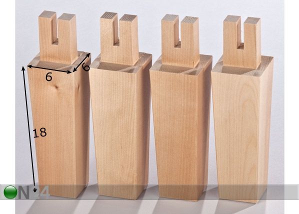 Sängynjalat 18 cm, koivu mitat