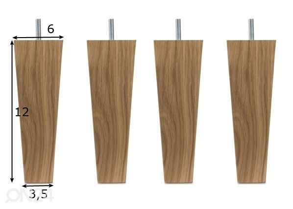 Sängynjalkojen sarja Koonus tammi, 12 cm mitat