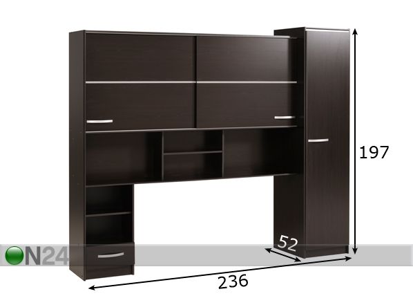 Sängynpäätykaapisto EVO coffee mitat