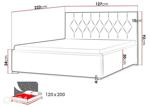 Sänky 120x200 cm mitat