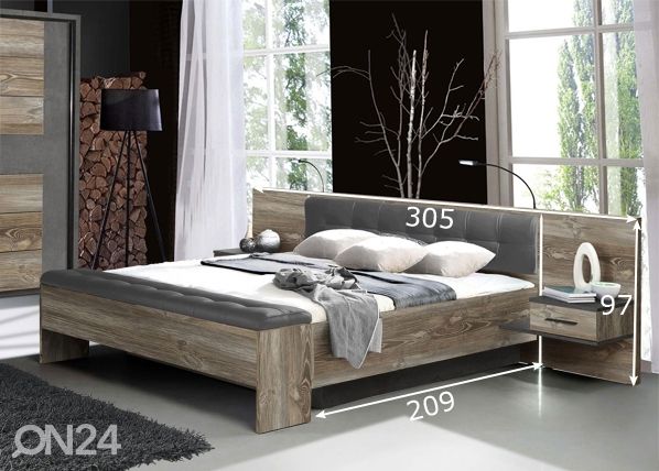 Sänky 180x200 cm + 2 yöpöytää mitat
