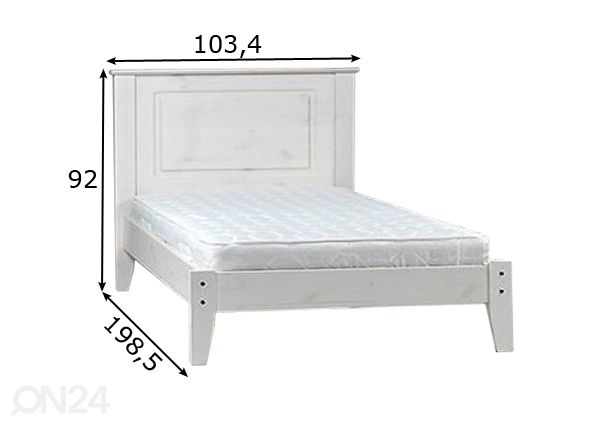 Sänky 90x190 cm matala jalkopääty mitat