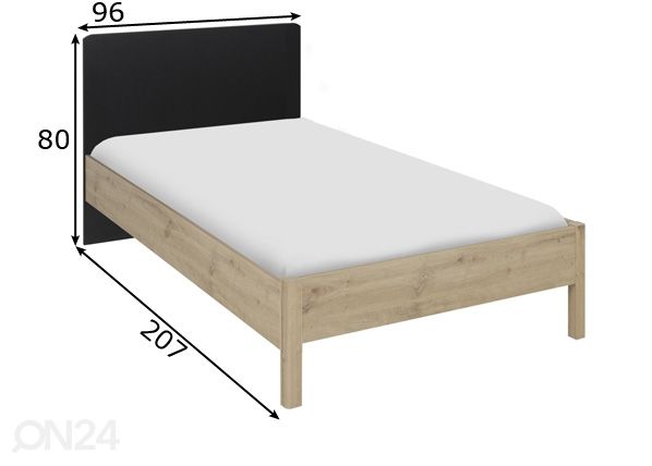 Sänky Arthus 90x200 cm mitat