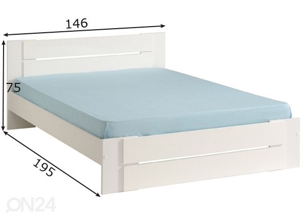 Sänky Bianca 140x190 cm mitat