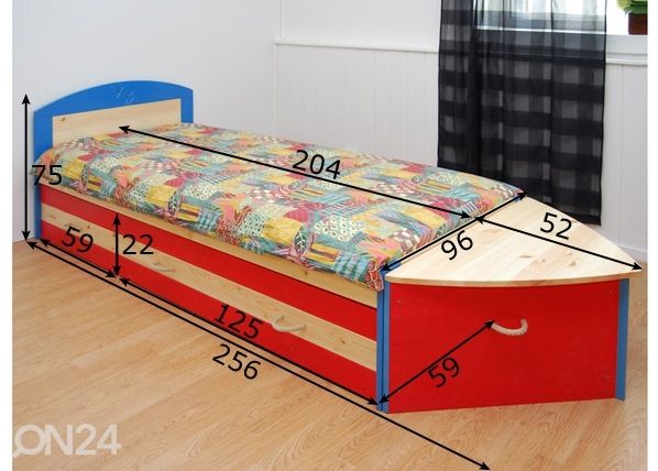 Sänky Boat 90x200 cm + yöpöytö mitat
