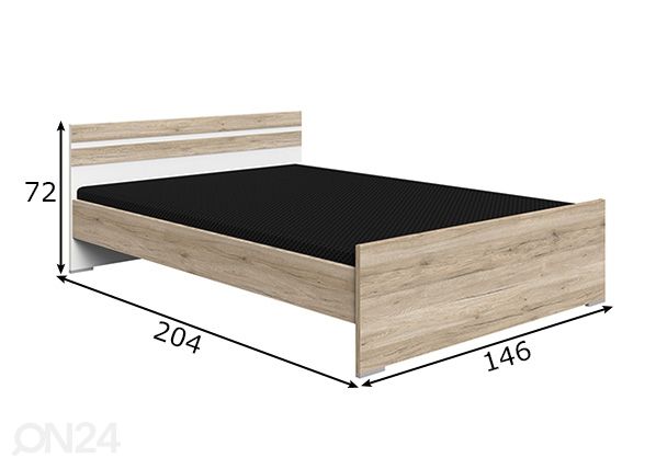 Sänky Cariba 140x200 cm mitat