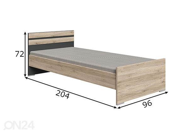 Sänky Cariba 90x200 cm mitat