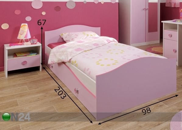 Sänky CHARLOTTE 90x200 cm mitat