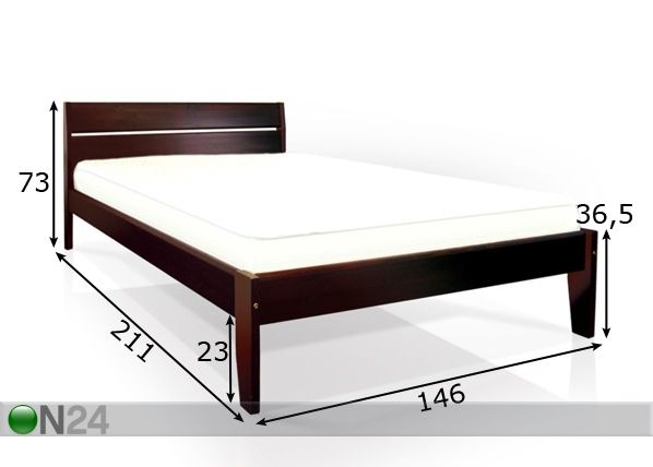 Sänky CLASSIC 2, mänty 140x200 cm mitat