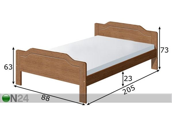 Sänky CLASSIC 3 80x200 cm, mänty mitat