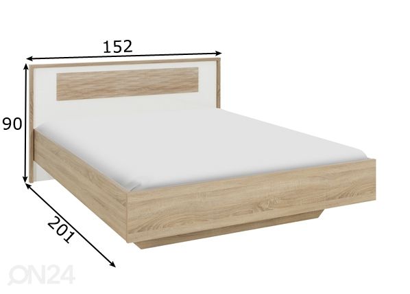 Sänky Curtys 140x200 cm mitat