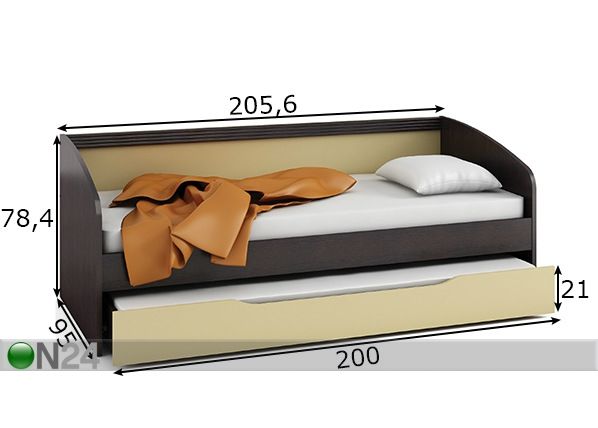 Sänky Dakota 90x200 cm mitat