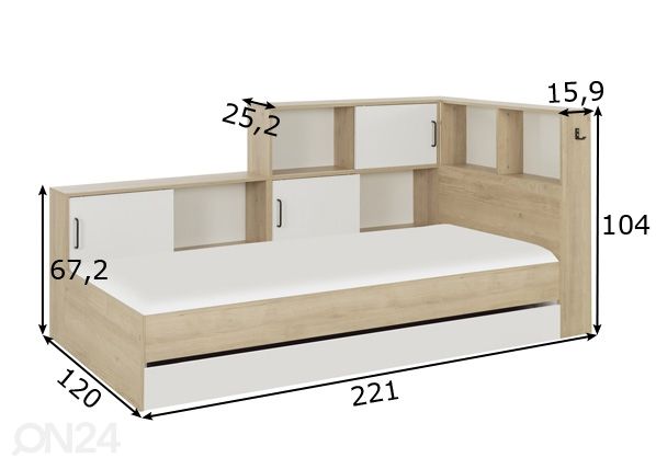 Sänky Erwan 90x200 cm mitat
