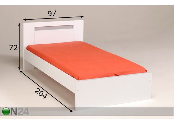 Sänky EVO 90x200 cm valkoinen mitat
