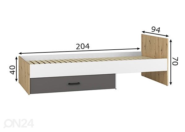 Sänky Firenze 90x200 cm mitat