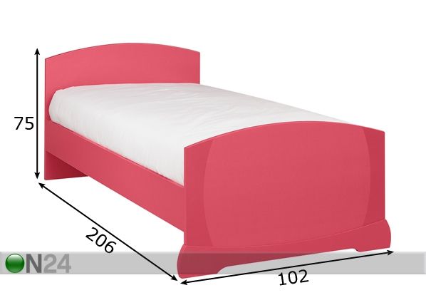 Sänky FOR SMALL 90x200 cm vadelma mitat