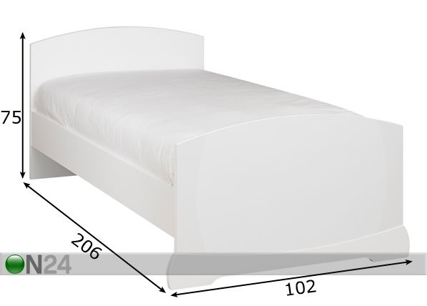 Sänky FOR SMALL 90x200 cm valkoinen mitat