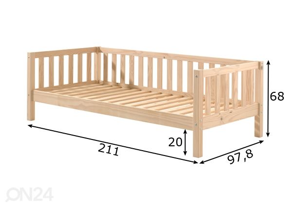 Sänky Fritz 90x200 cm mitat