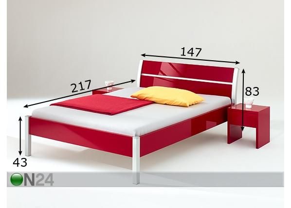 Sänky GLOSS 140x200 cm mitat