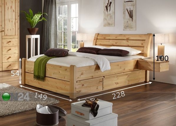 Sänky GRETA, mänty 140x200 cm mitat