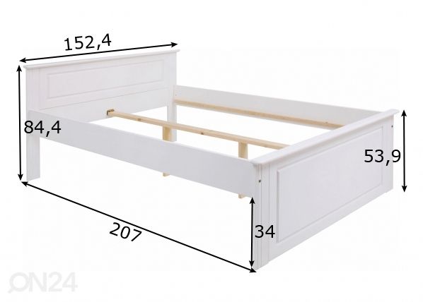 Sänky Hugo 140x200 cm mitat